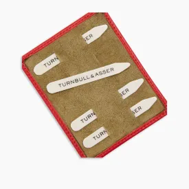 Bone Collar Stays in Red Leather Lined Olive Suede Tray