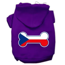 Bone Shaped Czech Republic Flag Screen Print Pet Hoodies Purple XL (16)