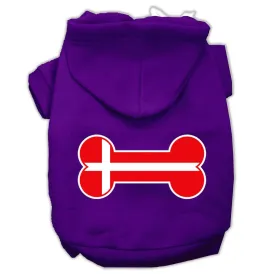 Bone Shaped Denmark Flag Screen Print Pet Hoodies Purple Size M (12)