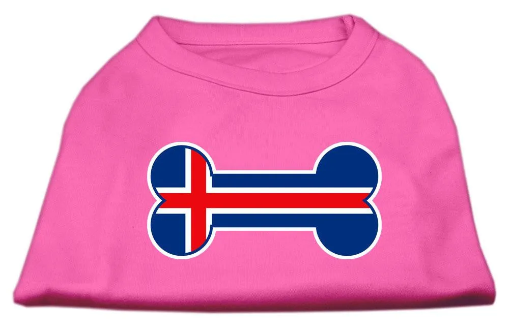 Bone Shaped Iceland Flag Screen Print Shirts Bright Pink S (10)