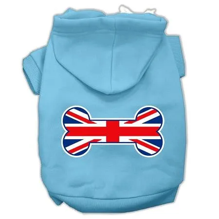 Bone Shaped United Kingdom (Union Jack) Flag Screen Print Pet Hoodies Baby Blue Size XXXL (20)