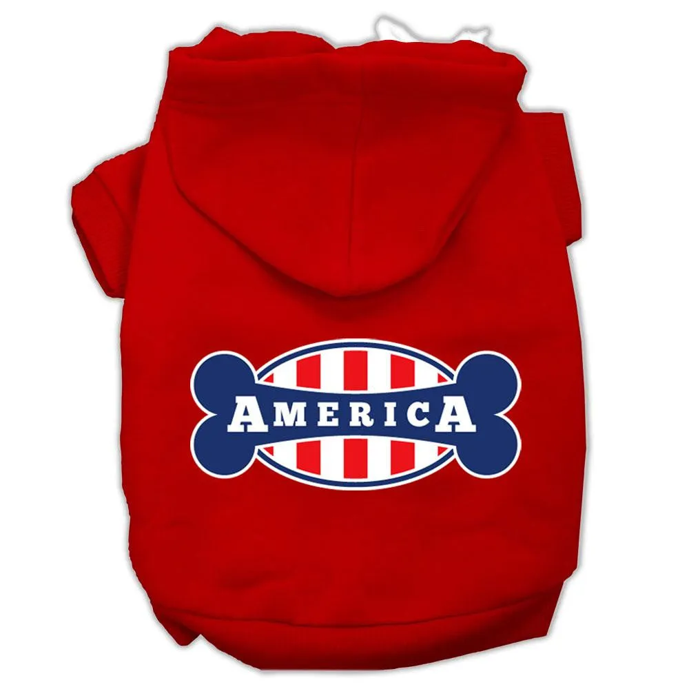 Bonely in America Screen Print Pet Hoodies Red Size XS (8)