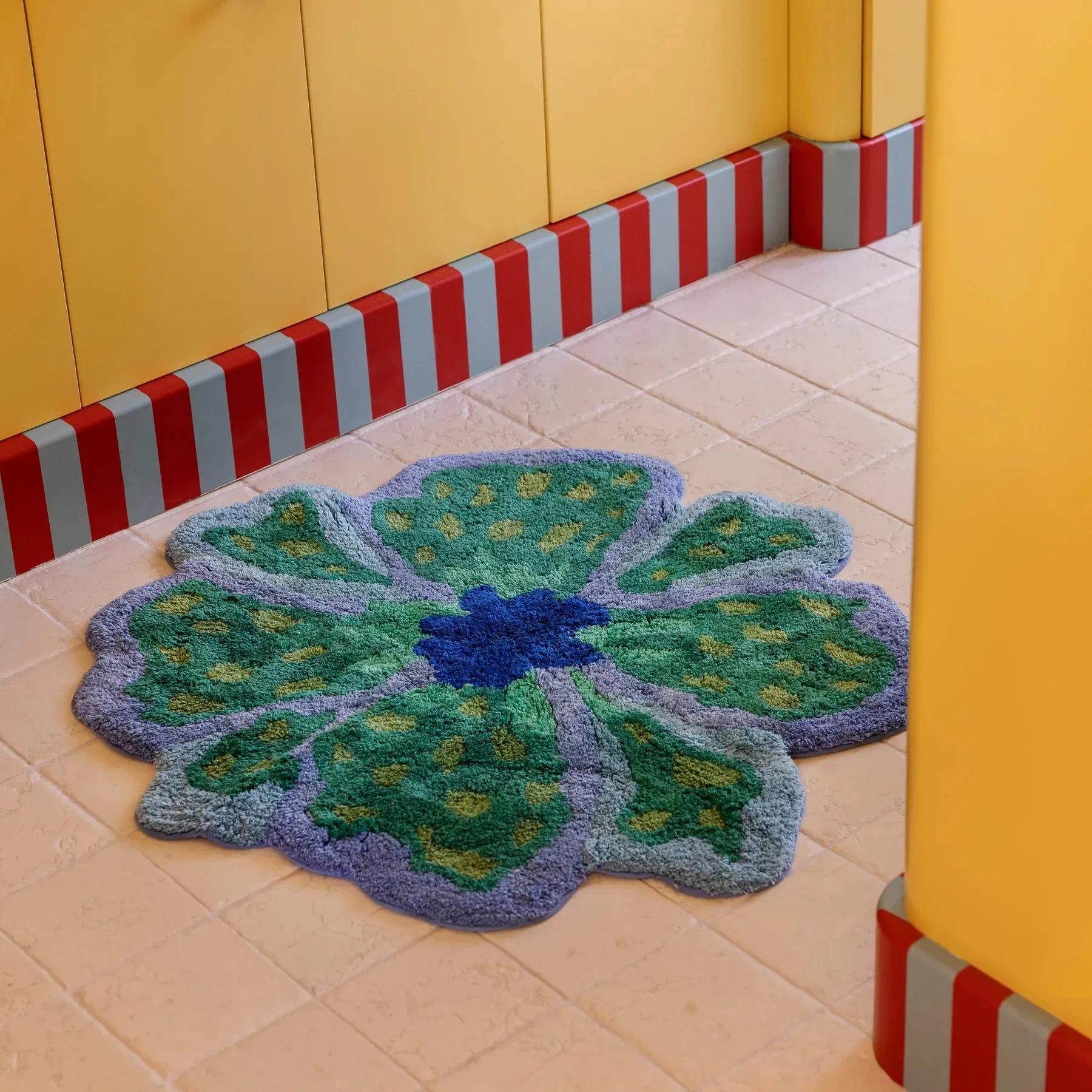 Bonnie & Neil Flower Blue Bath Mat