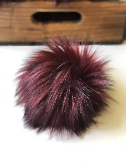 Bordeaux Faux Fur Pom Pom Burgundy