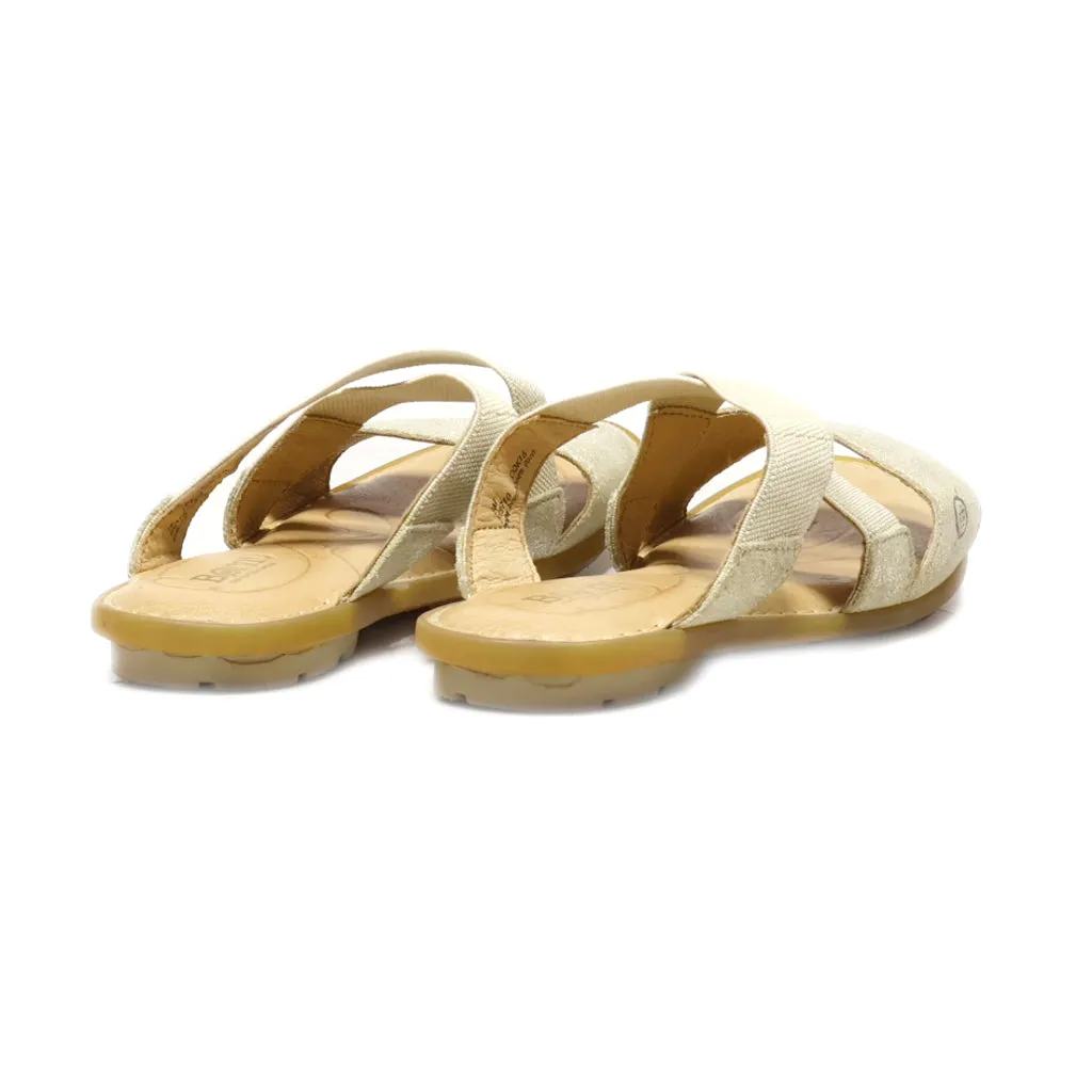 Born Flat Sandals Fabric Beige Colour For Women