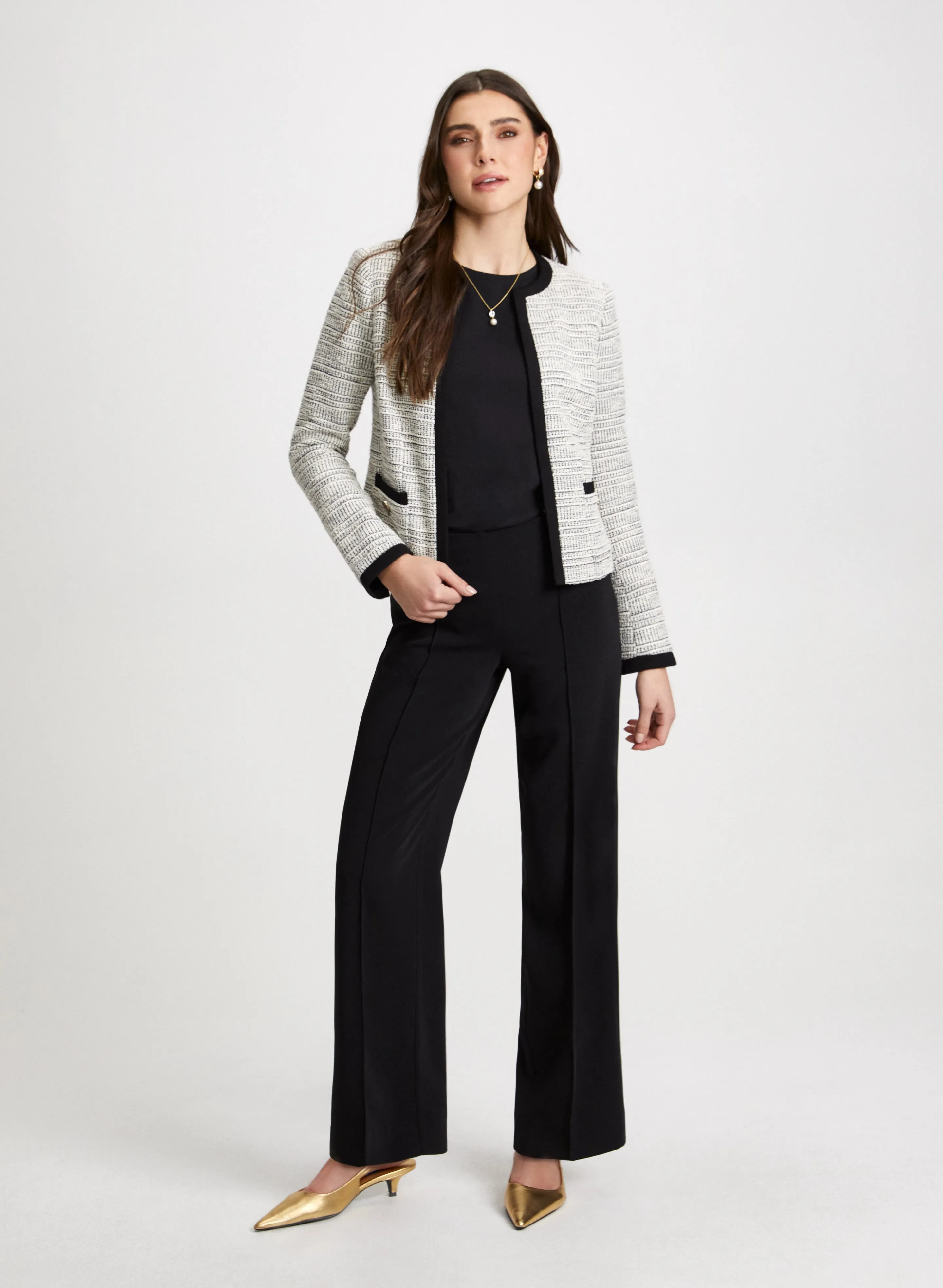 Bouclé Jacket & Wide Leg Pants