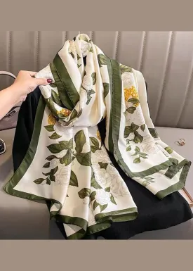 Boutique Elegant White Print Silk Scarf ML2325