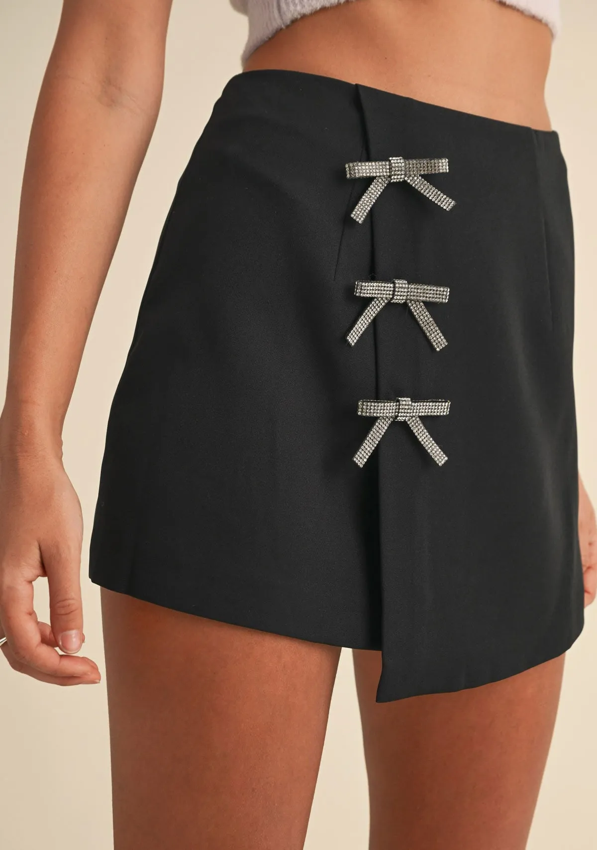 Bow Applique Mini Skirt