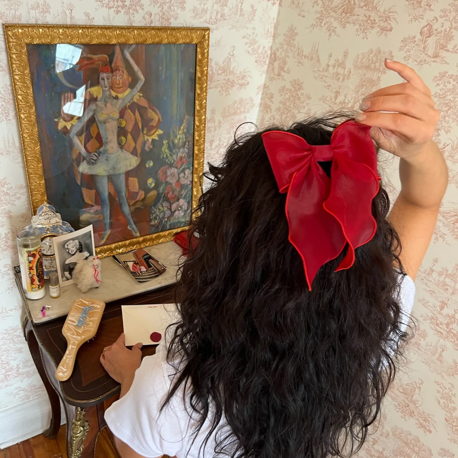 Bow Barrette in Cherry Kiss