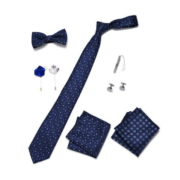 Bow Tie, Pocket Square, Brooch, Tie Clip 8 Pieces Gift Set 領結口袋巾胸針領帶夾8件套裝 KCBT2148