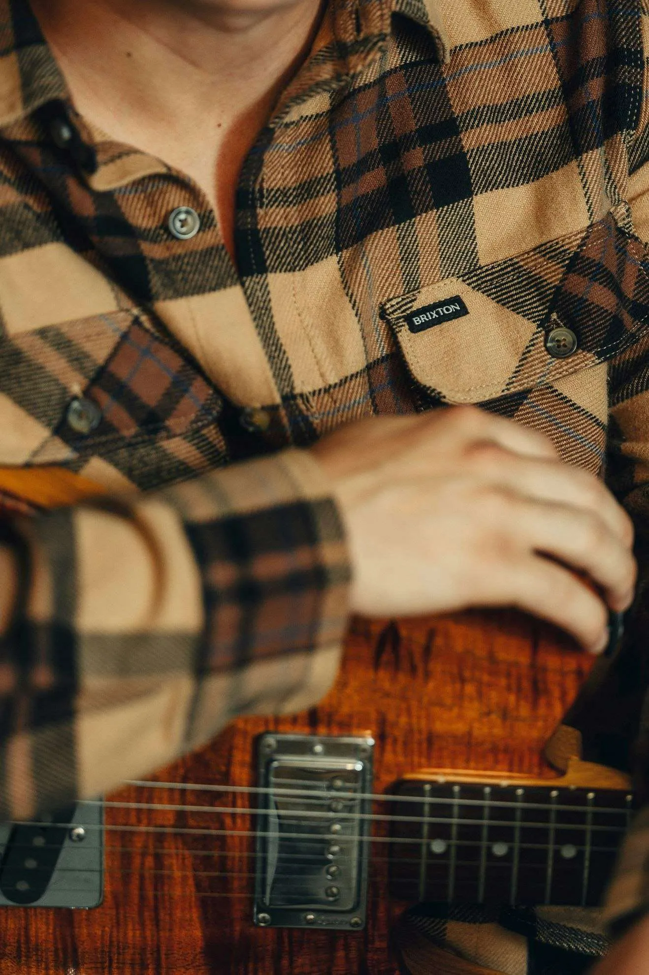 Bowery L/S Flannel - Tigerʼs Eye/Pinecone Brown/Washed Black