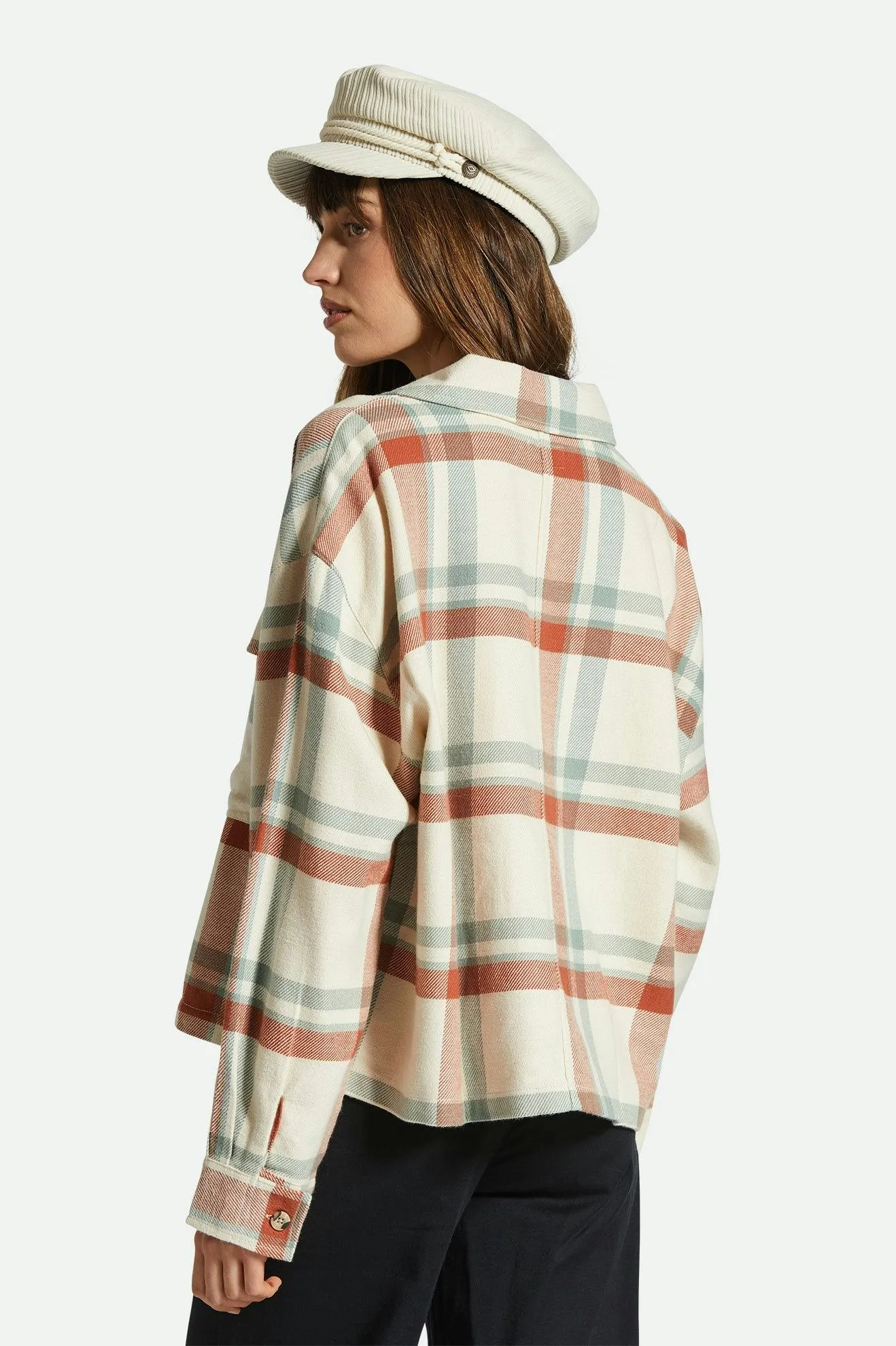 Bowery Women's L/S Flannel - White Smoke/Terracotta