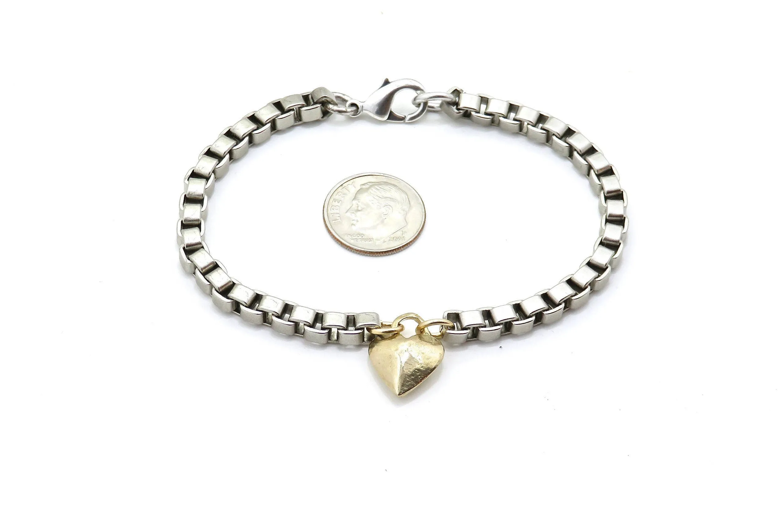 Box Chain Heart Bracelet