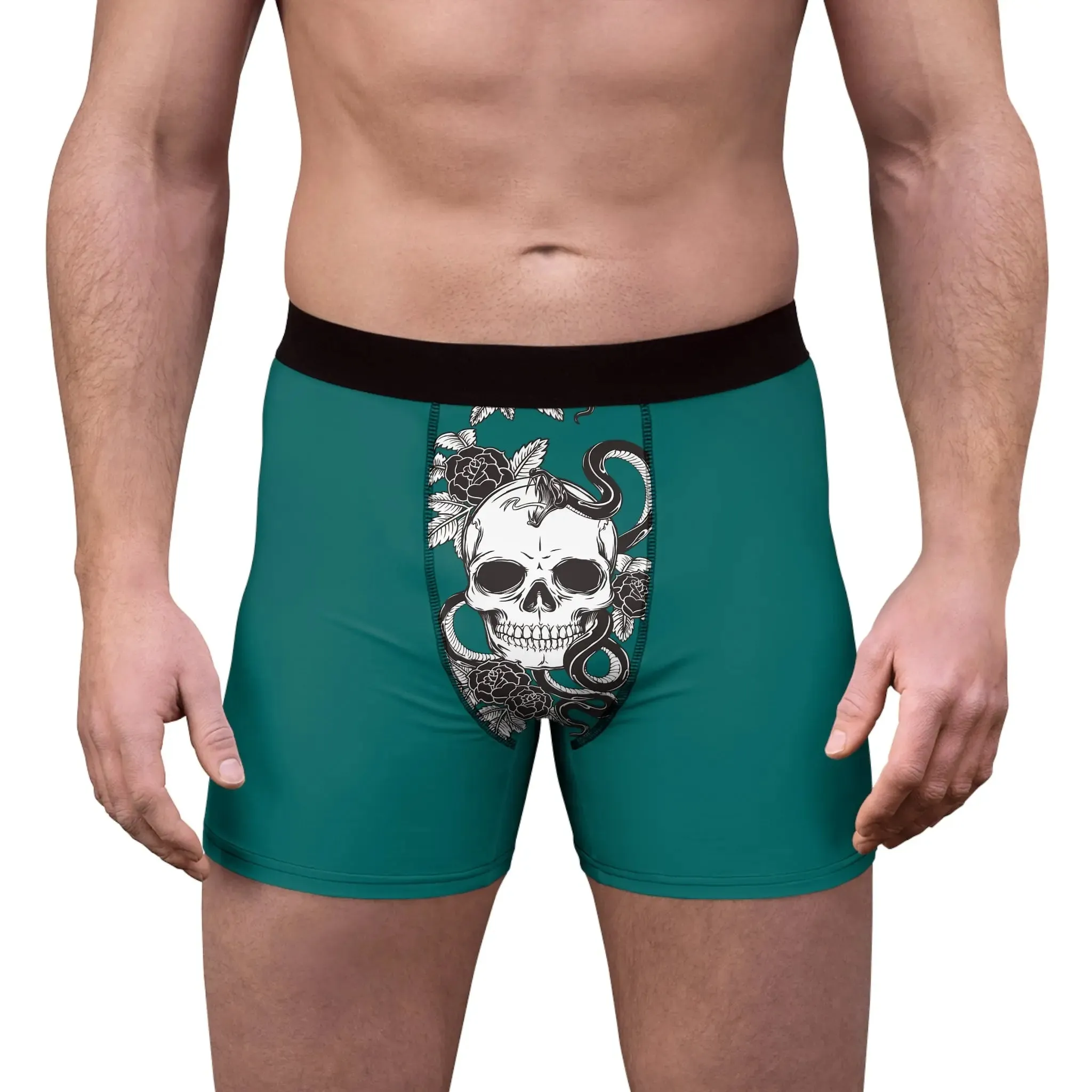 Boxers Men's Green Skulled  Boxer Briefs