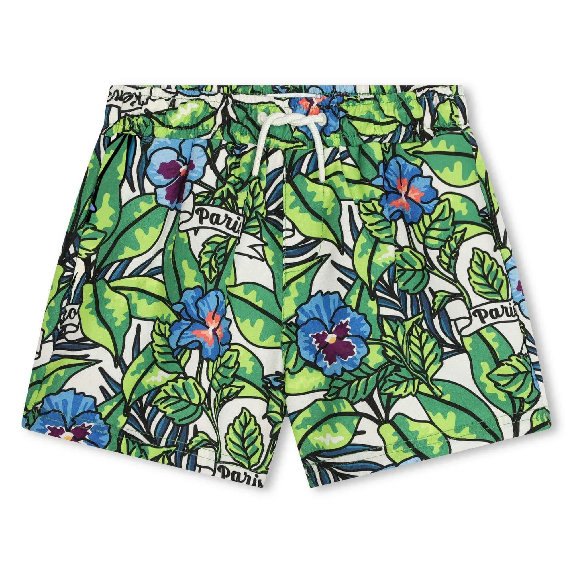 Boys Green Boke Flower Swimming Shorts