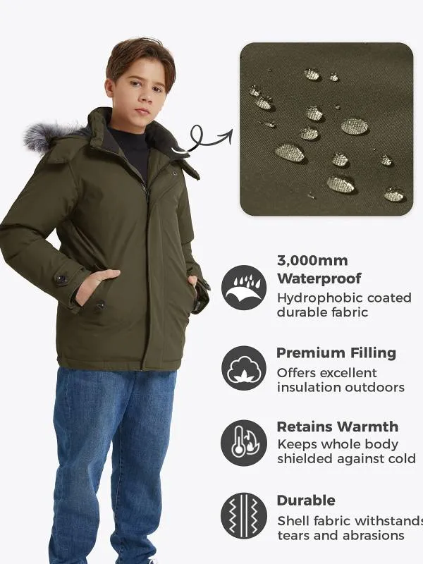 Boys' Quilted Winter Coats Warm Thicken Puffer Jacket Waterproof Parka