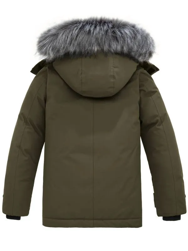 Boys' Quilted Winter Coats Warm Thicken Puffer Jacket Waterproof Parka