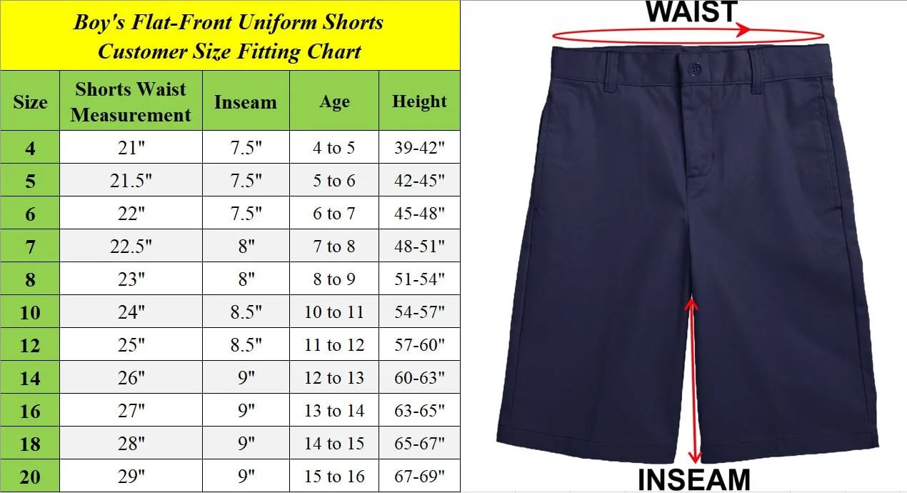 Boys Stretch Flat Front Twill School Uniform Shorts