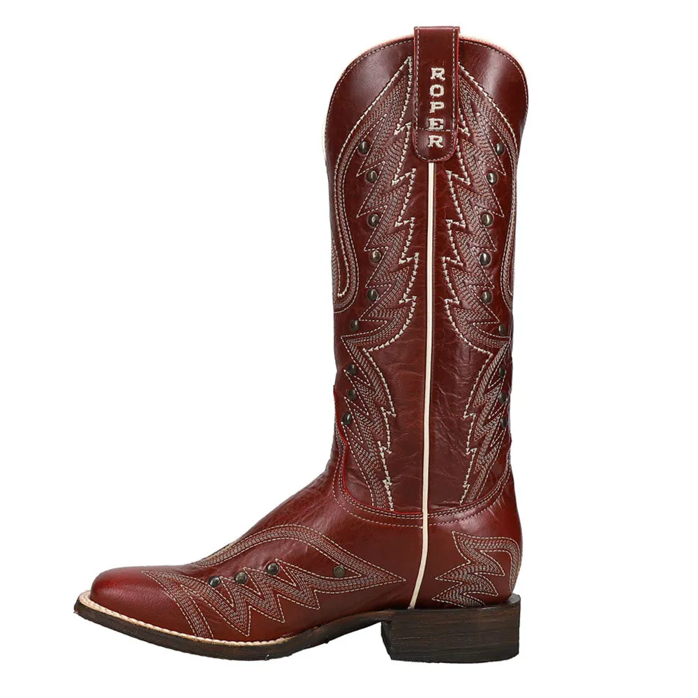 Brandy Embroidery Square Toe Cowboy Boots