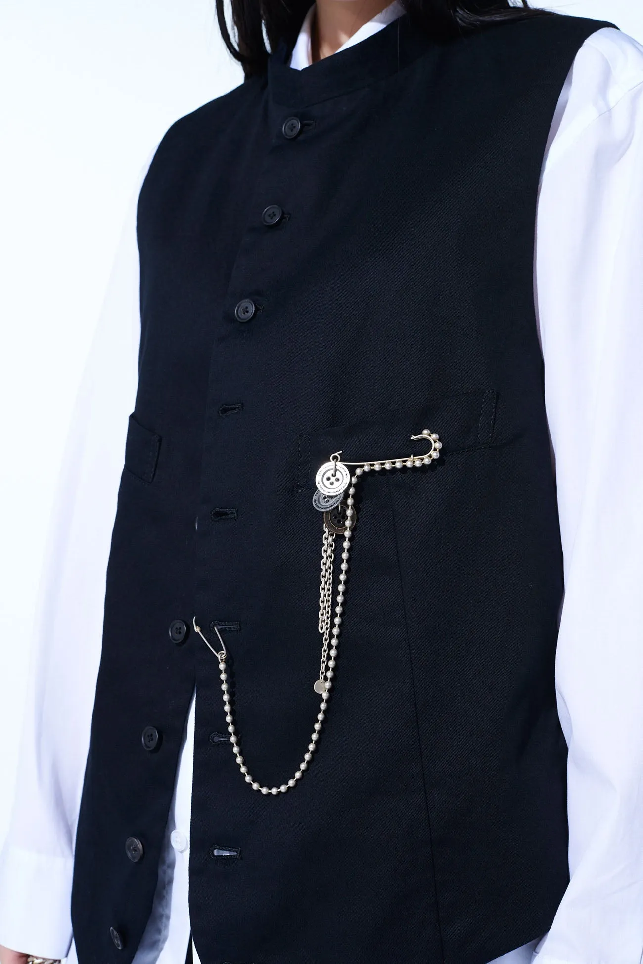 BRASS MULTI-BUTTON BALL CHAIN BROOCH