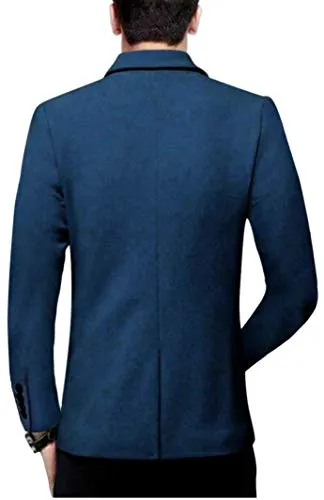 BREGEO Men's Party Slim Fit Single Breasted Blazer (40, English Blue)