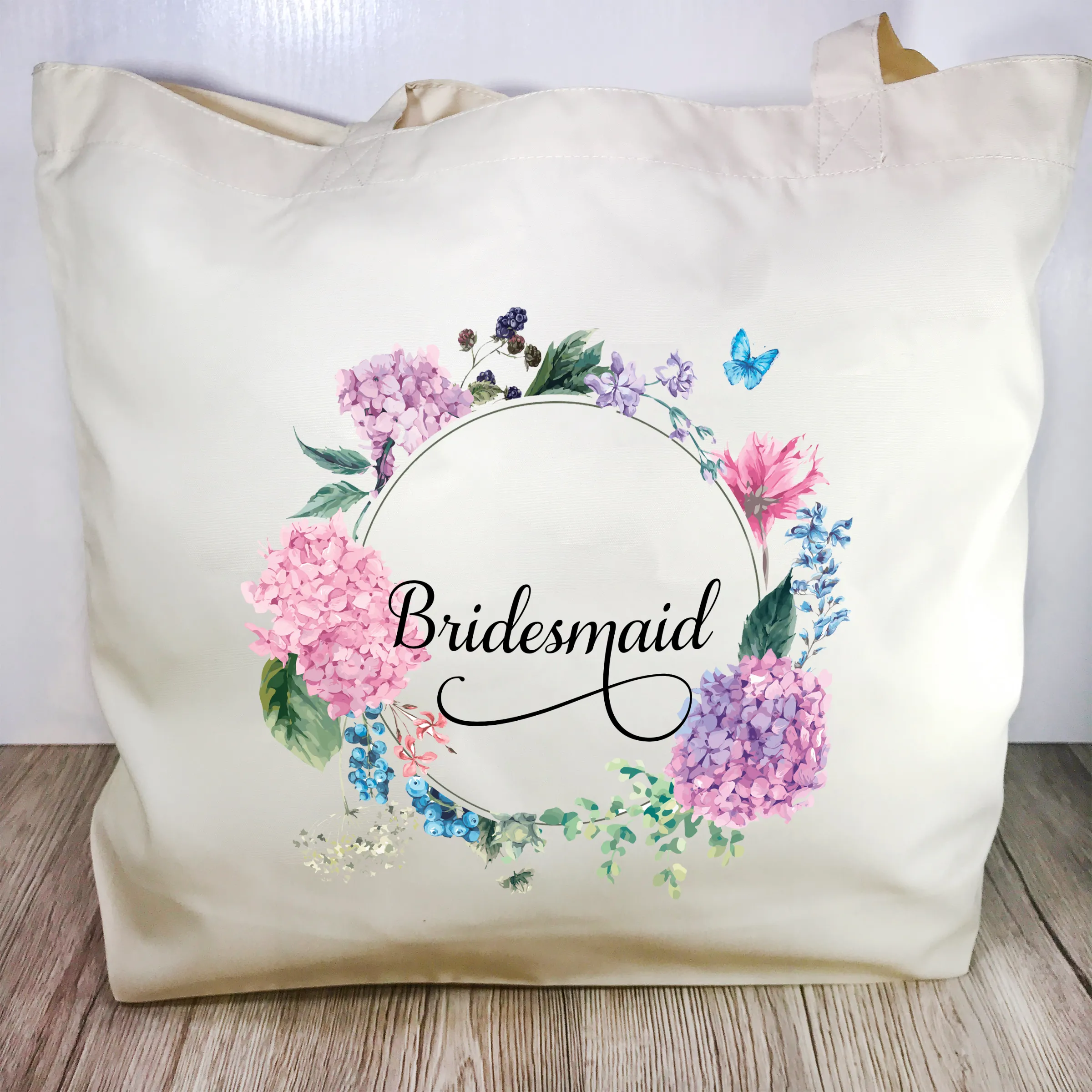 Bridesmaid Floral Wreath Wedding Tote Bag