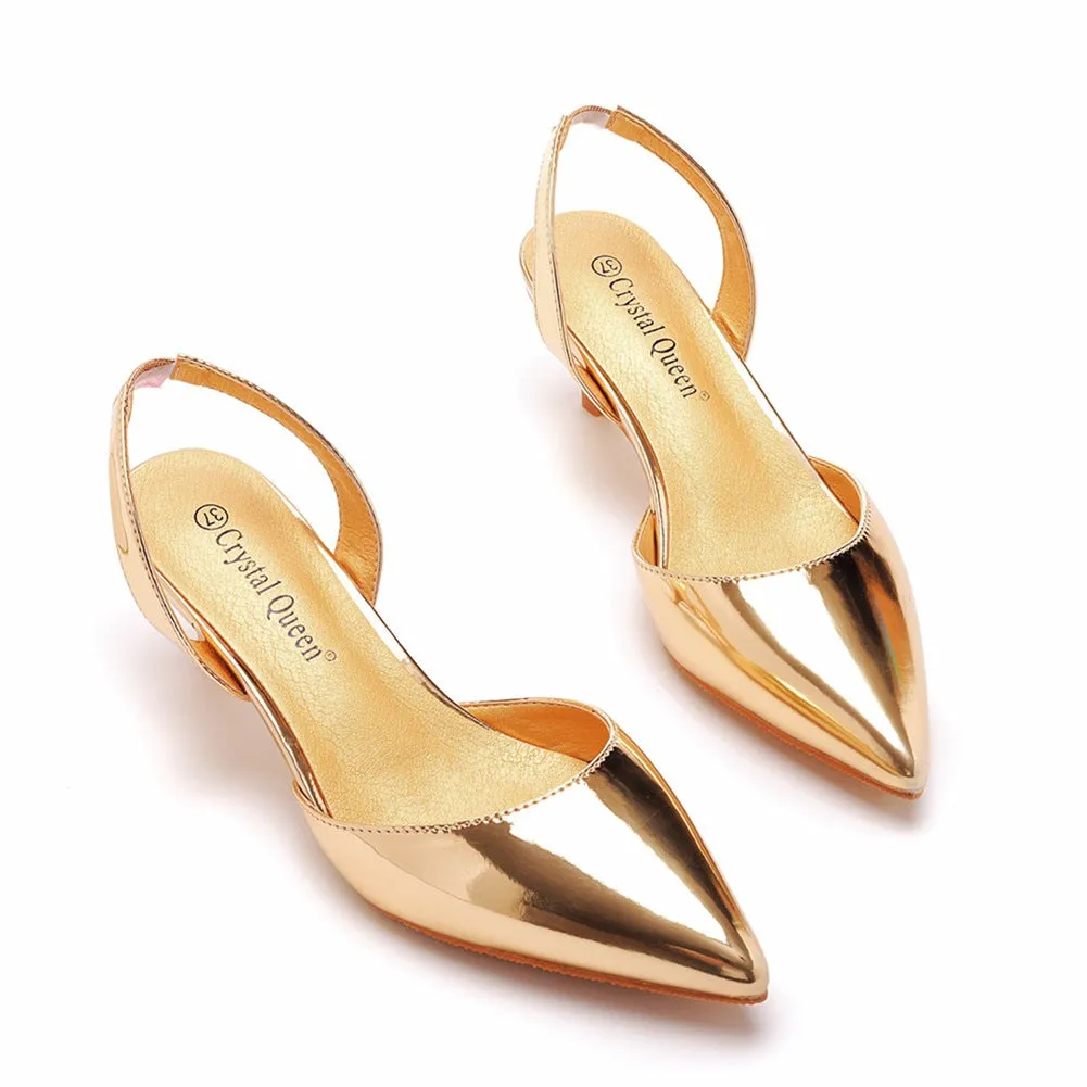 Brief Pointed Toe Heels Slingback Kitten Heels