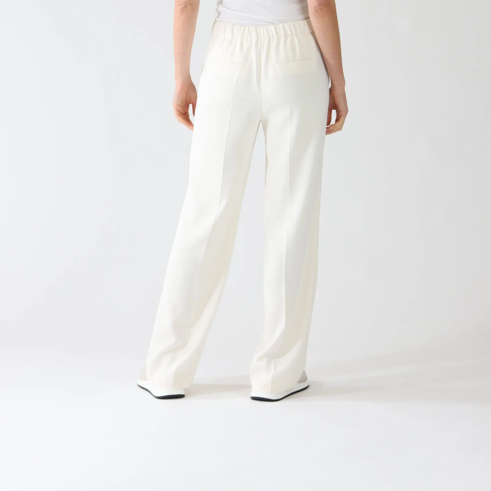 Bright Ecru Washington Wide Leg Tailored Pants