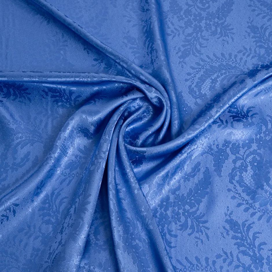 Bright Periwinkle Floral Lace Jacquard Pure Silk