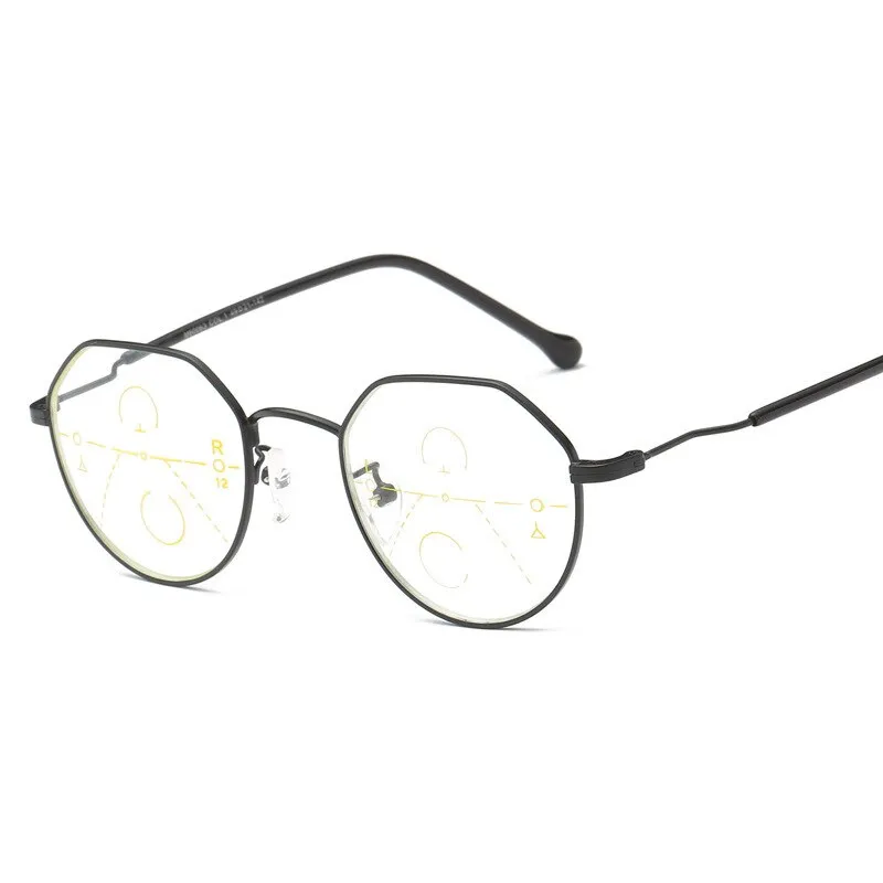 Brightzone Unisex Full Rim Polygon Alloy Progressive Reading Glasses 7885