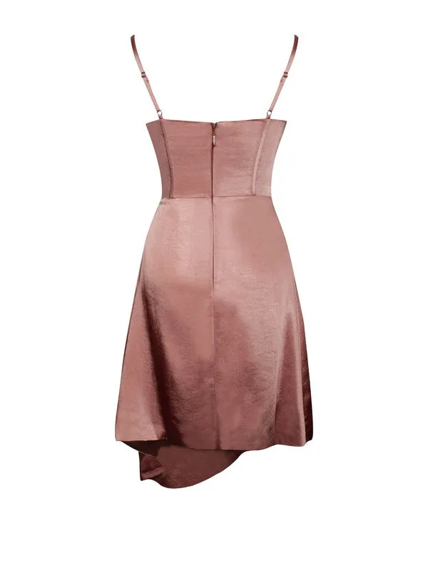 Brigid Coffee Satin Corset Dress