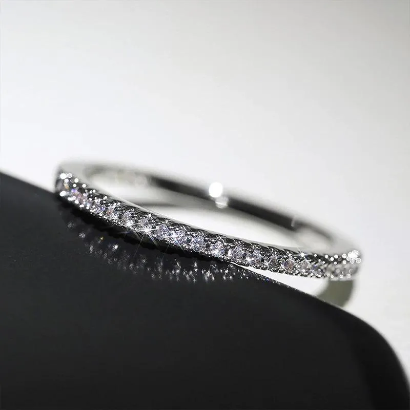 Brilliant Zircon Encrusted Ultra-Thin Stackable Rings