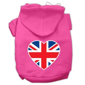 British Flag Heart Screen Print Pet Hoodies Bright Pink Size XXXL (20)