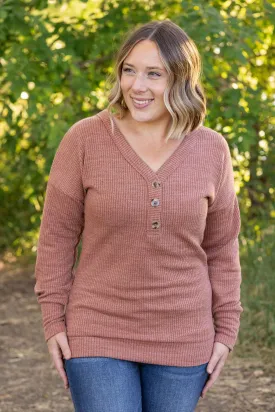 Brittney Button Sweater - Terra Cotta