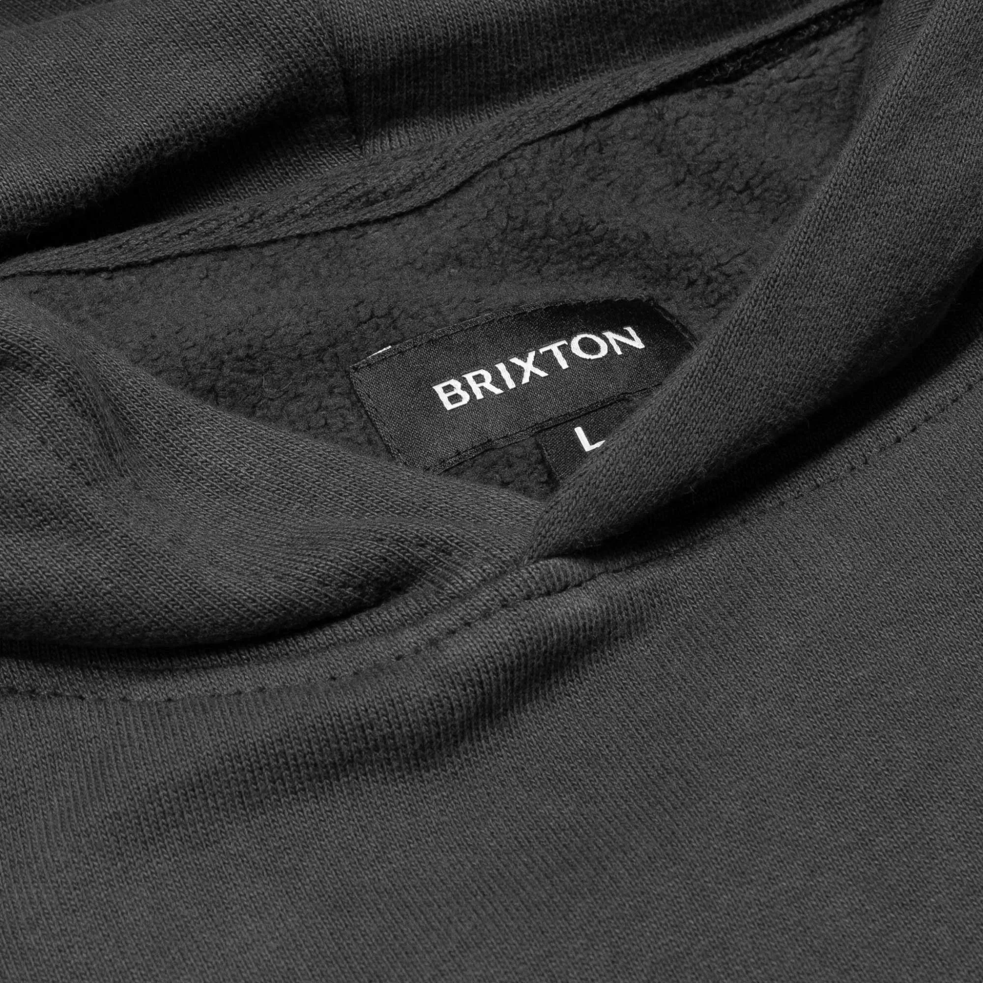 Brixton Embroidered Heavy Weight Hooded Sweatshirt - Washed Black