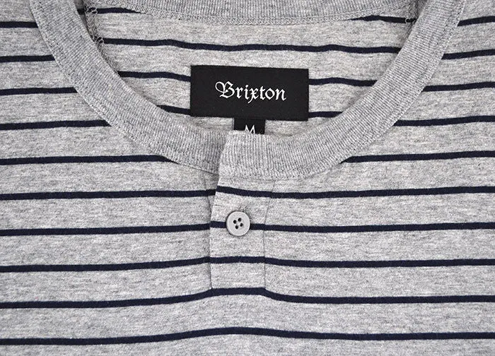 Brixton - Milwaukee Men's S/S Sleeve Henley, Heather Grey