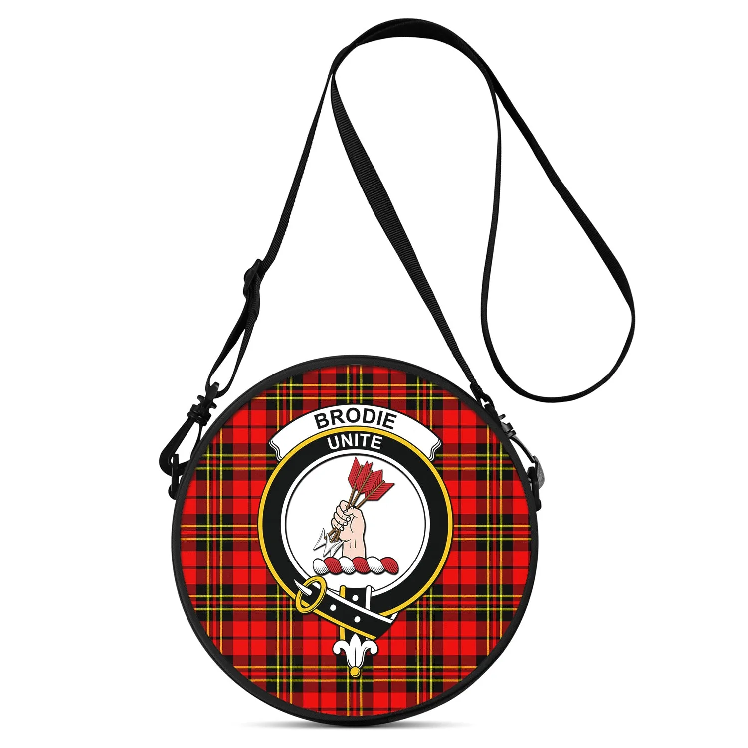 Brodie Modern Tartan Round Satchel Bags with Family Crest