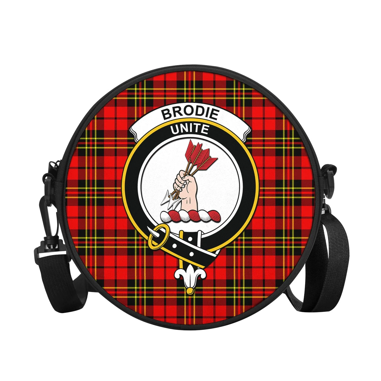 Brodie Modern Tartan Round Satchel Bags with Family Crest