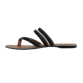 Bronx Flat Sandals Leather Beige Colour For Women