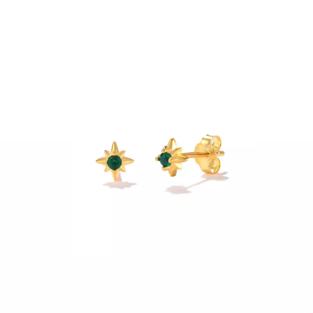 Brooklyn Mini Emerald Studs