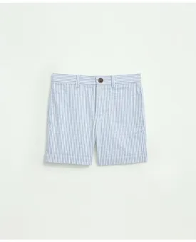 Brooks Brothers Boys Cotton Seersucker Shorts Blue/Ivory