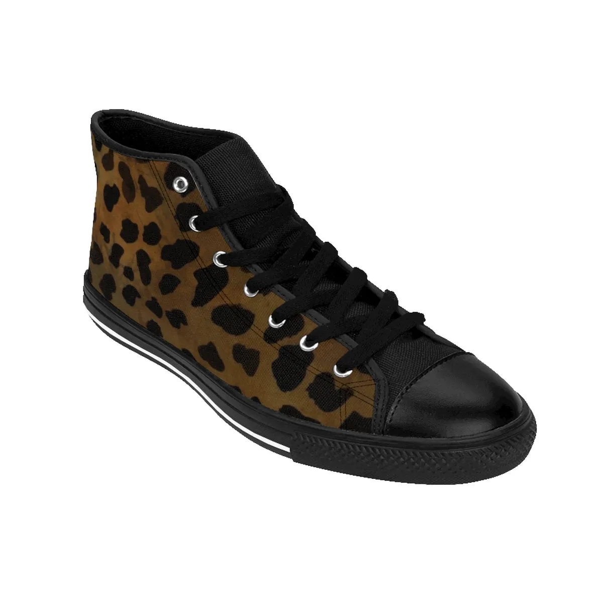 Brown Cheetah Women's Sneakers, Leopard Animal Print  High-top Fashion Tennis Shoes