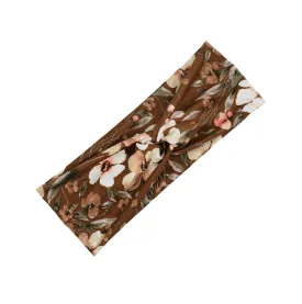 Brown Floral Twist Headband