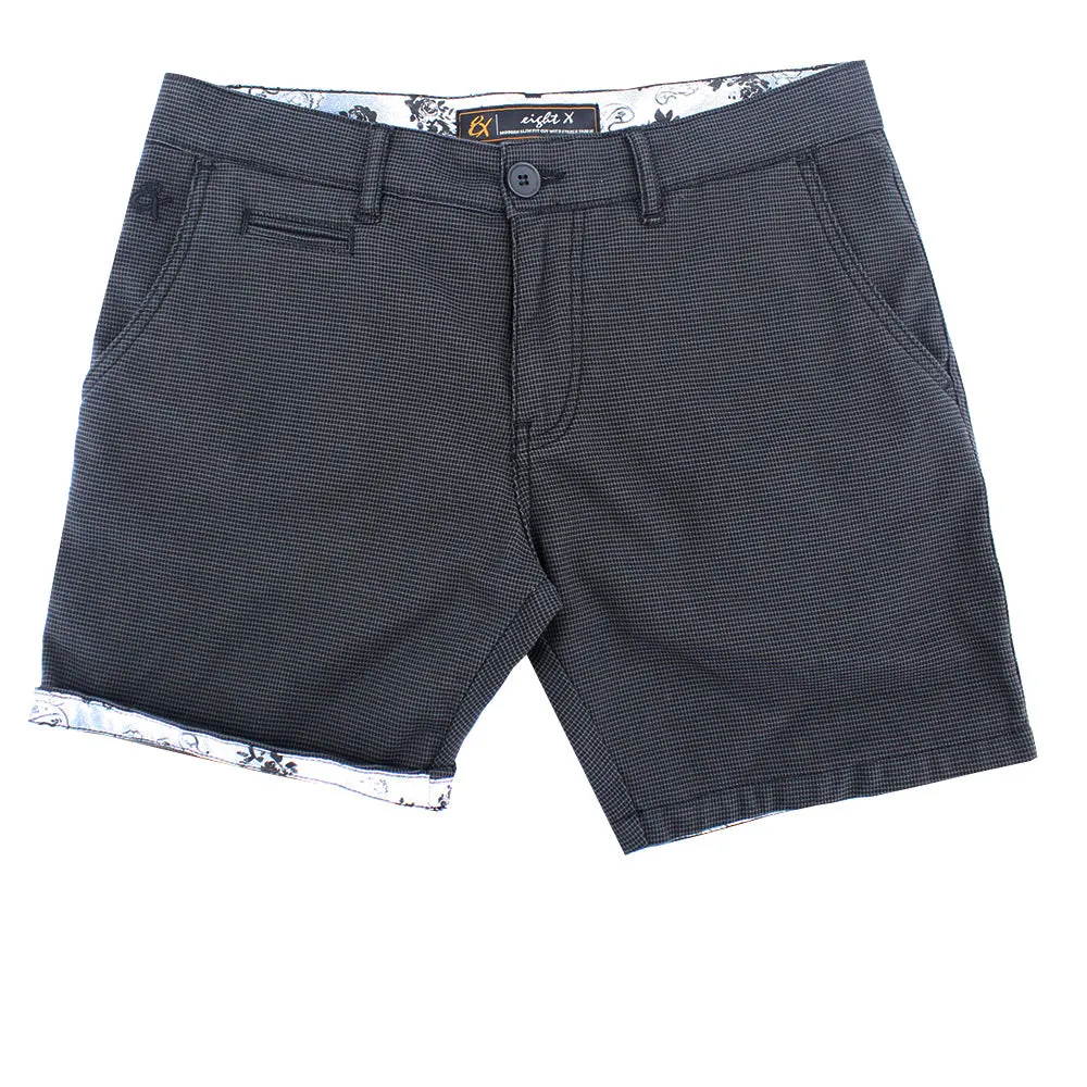 Brown Grey Slim Fit Textured Shorts