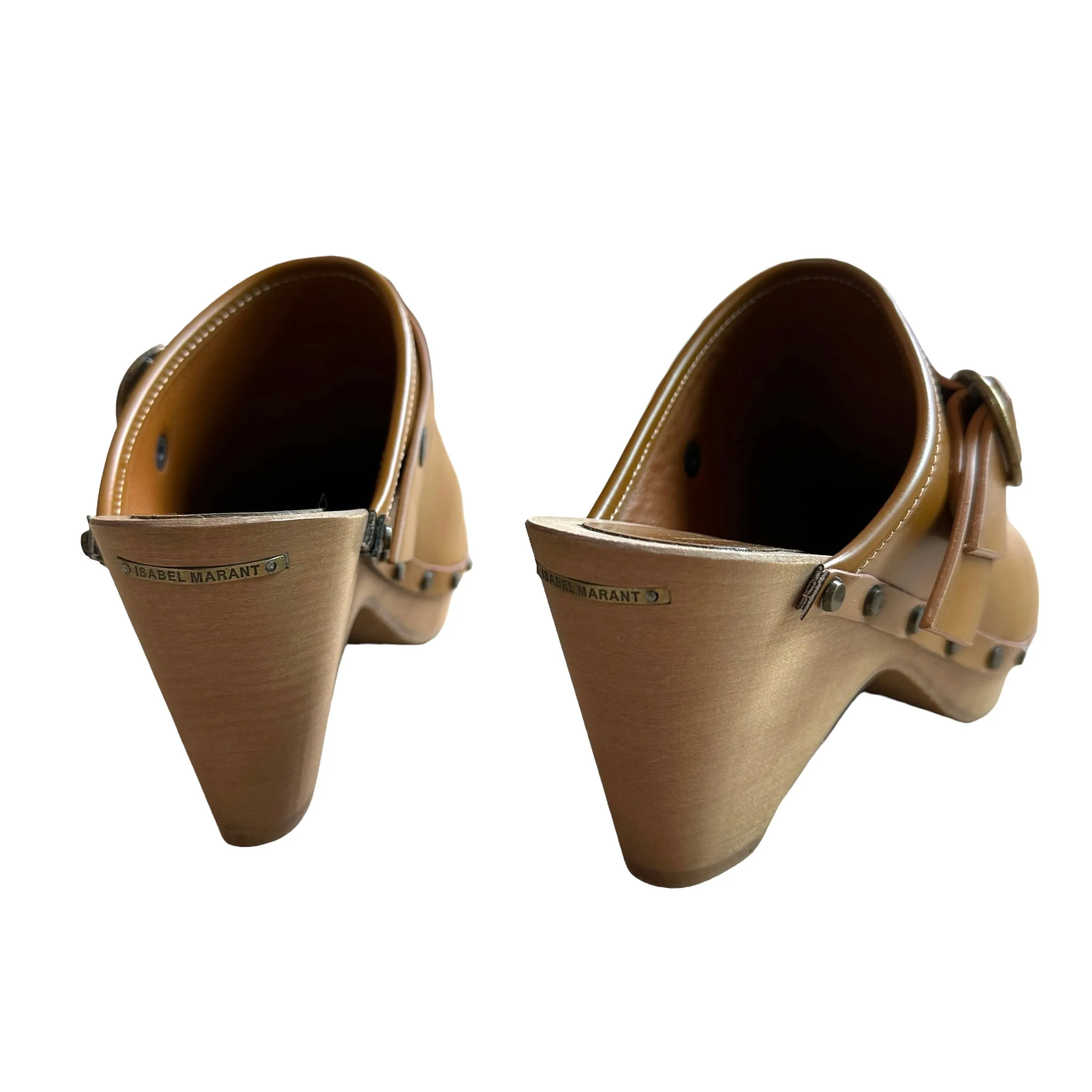 Brown Leather Clogs - 8