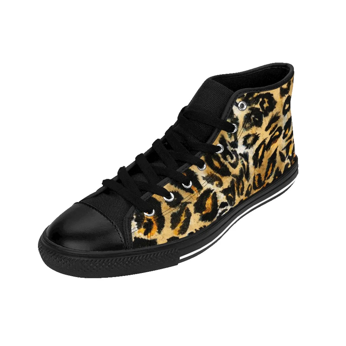 Brown Leopard Men's Sneakers, Best Leopard Animal Print Men's High Top Tennis Shoes