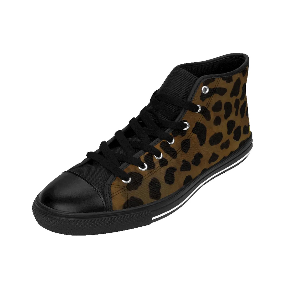 Brown Leopard Print Men's Sneakers, Best Designer High-top Fashion Lace Up Fashion Tennis Shoes