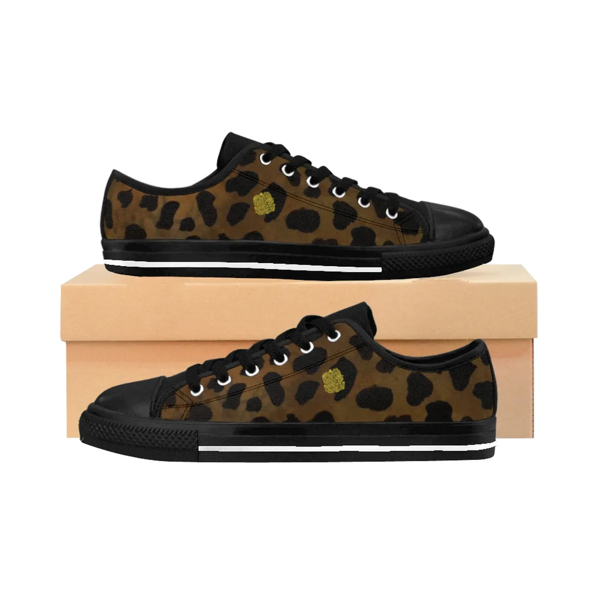 Brown Leopard Print Sneakers, Animal Print Women's Fashion Canvas Sneakers (US Size: 6-12)