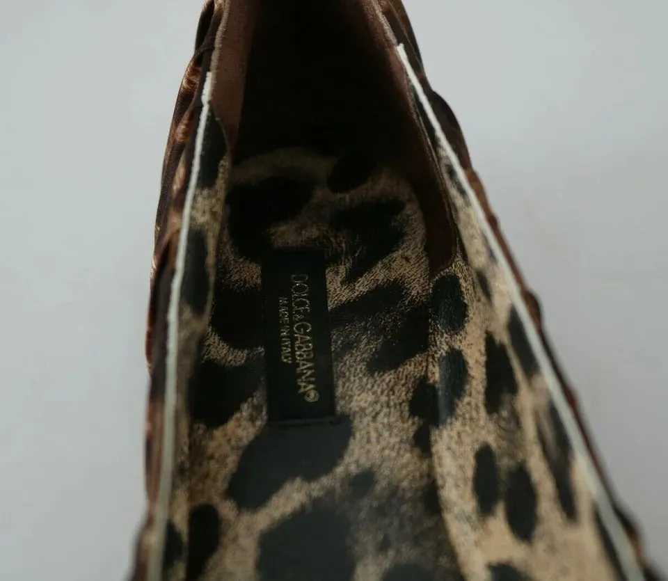 Brown Leopard Silk Ballerina Flats Shoes