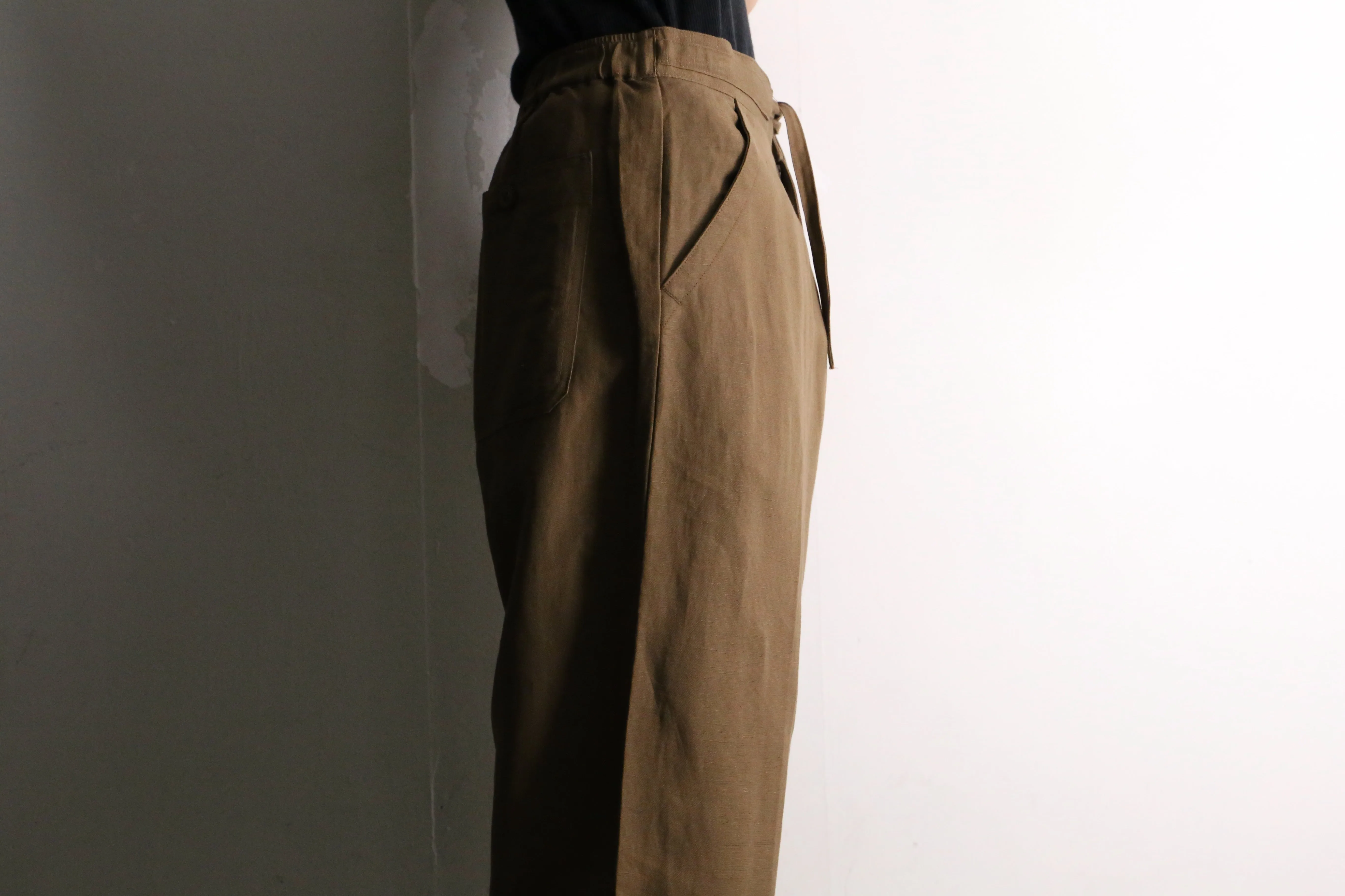 brown linen × rayon easy pants